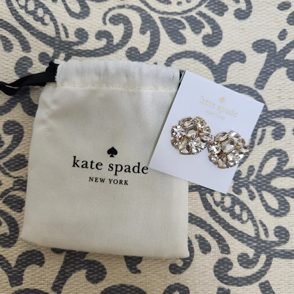 KATE SPADE Cluster Stud Earrings in Clear/Gold - Picture 3 of 4